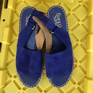 NWOT blue Franco Sarto wedge espradille sandals size 6